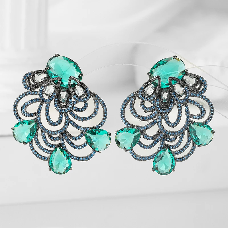 

Элегантные серьги с большим цветком и шпагатом лозы, цветные серьги с фианитом, роскошные женские вечерние украшения высокого качества с цирконием для свадьбы