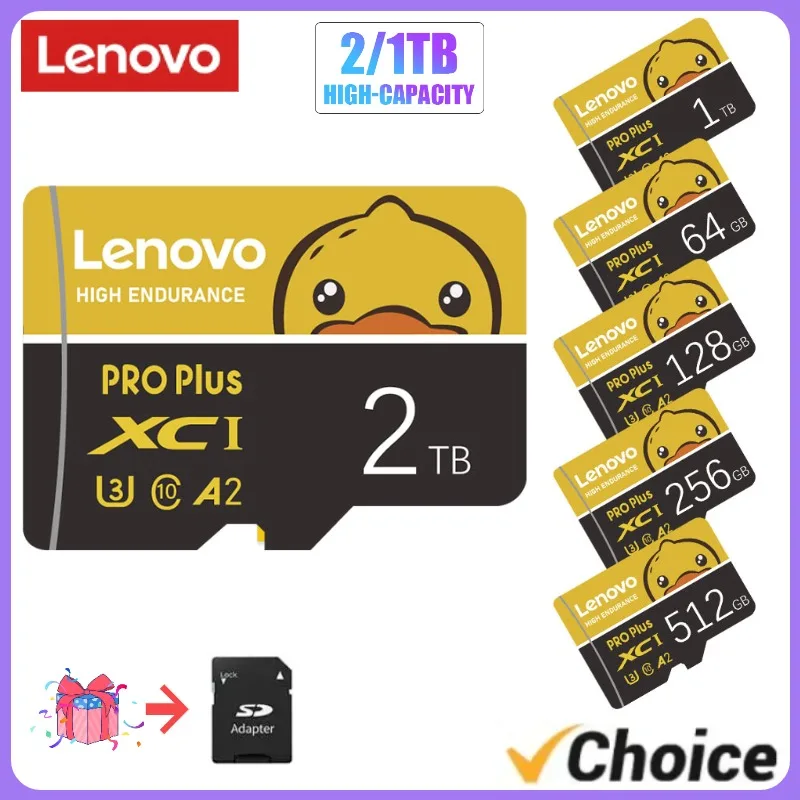 Lenovo 2TB C 10 Micro Tf SD Card memoria per fotocamera professionale TF Card 1TB Micro Card ad alta velocità con adattatore per altoparlante PC del telefono