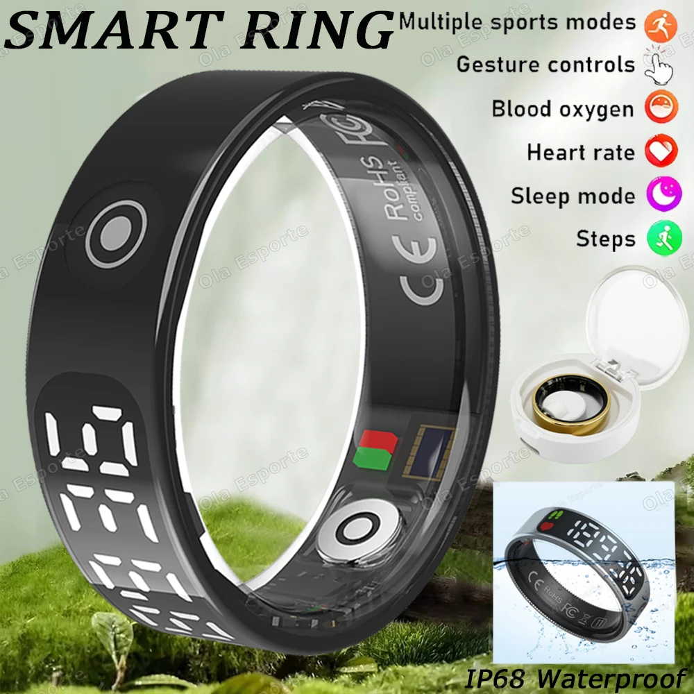 

Новый SR08 Smart Ring сенсорный экран 5ATM водонепроницаемый Bluetooth монитор здоровья управление жестами мульти спортивные режимы Smartring