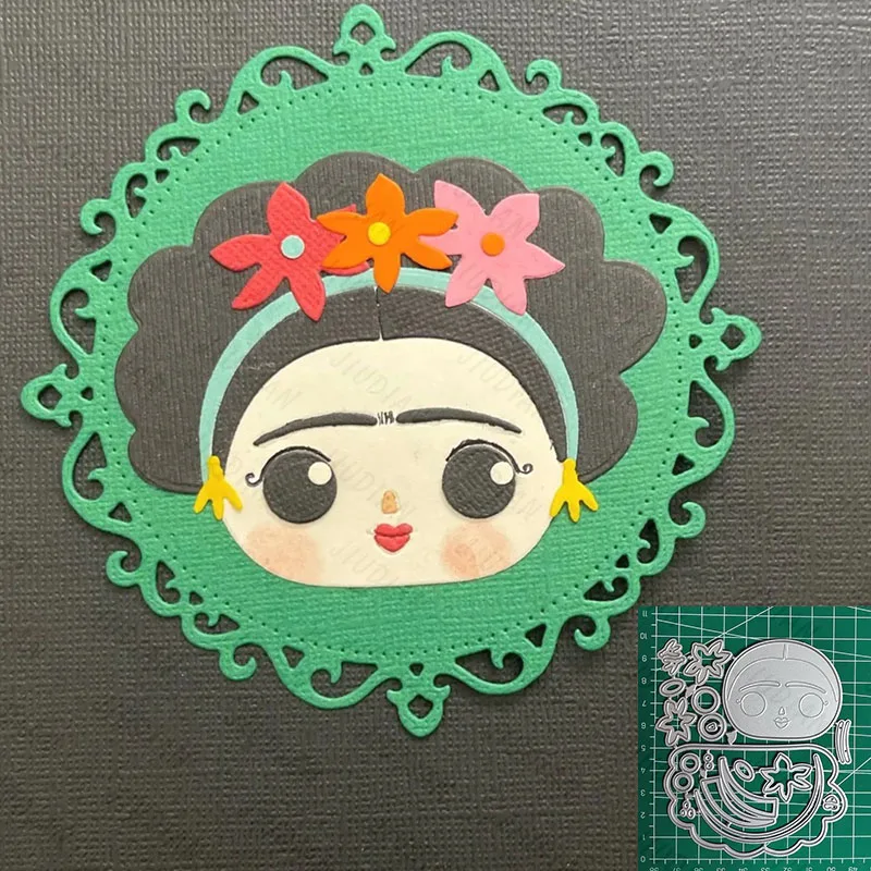 

New Beautiful Girl Flowers Cutting Dies DIY Paste Handicrafts Metal Cutting Blade Mold Production of Relief Album Greetingcards