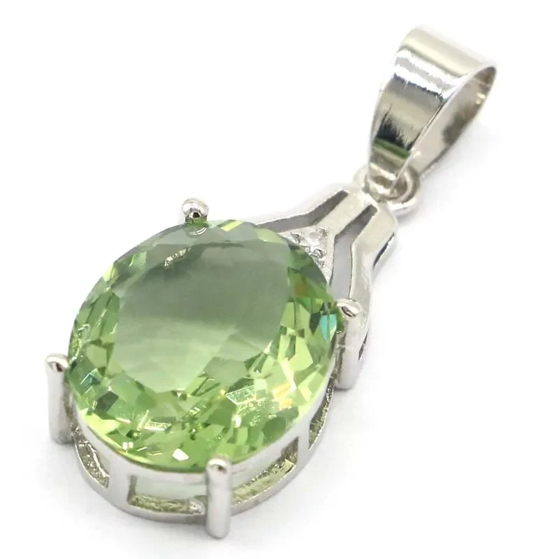 

3g Real 925 Solid Sterling Silver Pendant Beautiful Green Amethyst Aquamarine Violet Tanzanite Red Blood Ruby CZ Ladies Party