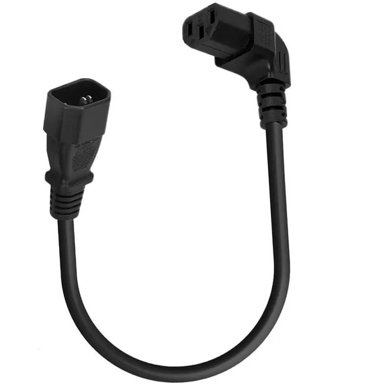 C14 Male Panel With Fixed Hole To C13 Female 90 Degree Elbow Extension Plug-In Power Cord, 0.75mm ² Copper Core AC Power Cord