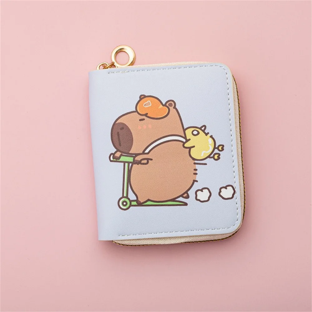 Nuovi mini portafogli Capybara Porta carte di credito con cerniera in pelle PU Porta carte di credito Moneta per ragazze Borsa per studenti Borsa di stoccaggio impermeabile portatile