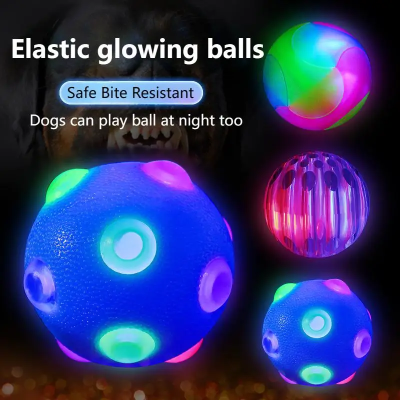 Dog Toy Led Glowing Ball Puppy Balls Flashing Elastic Ball Toy Pet Color Light Ball Interactive Toys for Cats Small Dogs