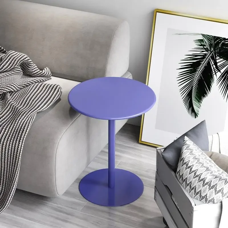 Simple Cream Style Luxury Sofa Side Table Bedroom Bedside Table Round Tables Blue Coffee Tables Tea