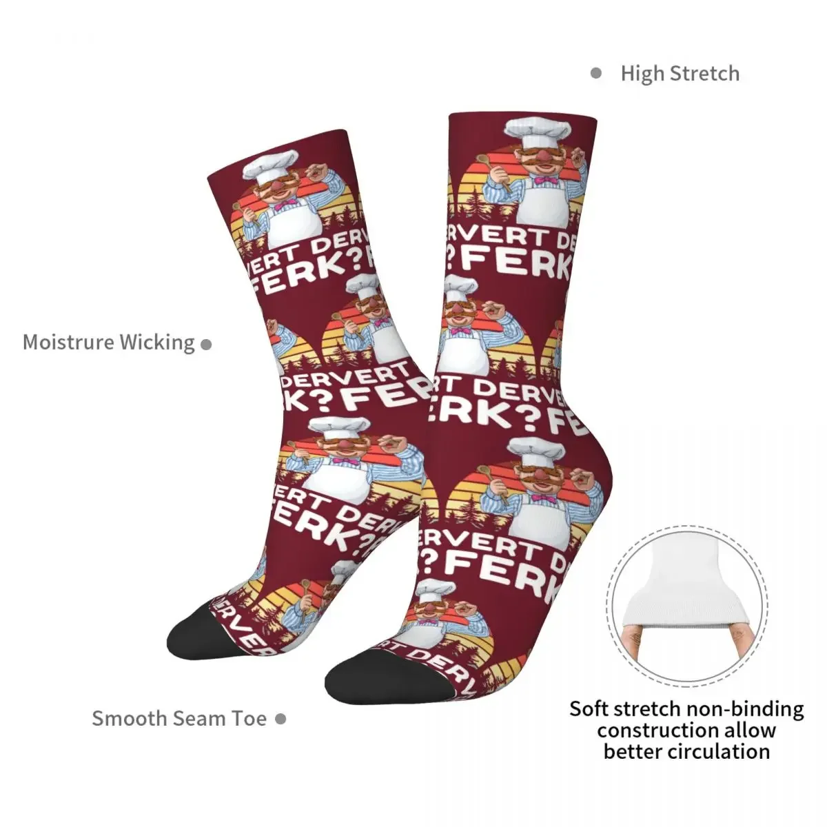 Muppet Show Swedish Chef Expletive New Funny Socks Harajuku Stockings All Season Long Socks Accessories for Unisex Gifts