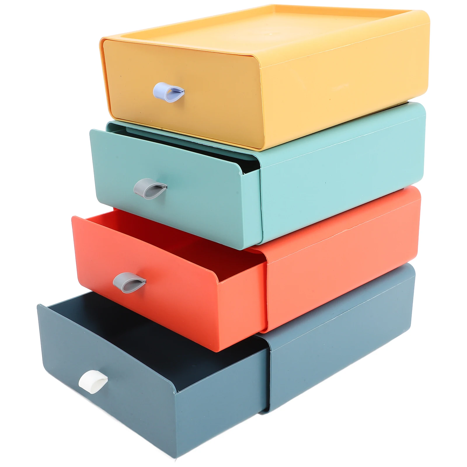 

4pcs Storage Box Desk ganizer ABS Material Stackable Drawer Office Supplies Home Use Plastic Container Sorting Box Desktop Case
