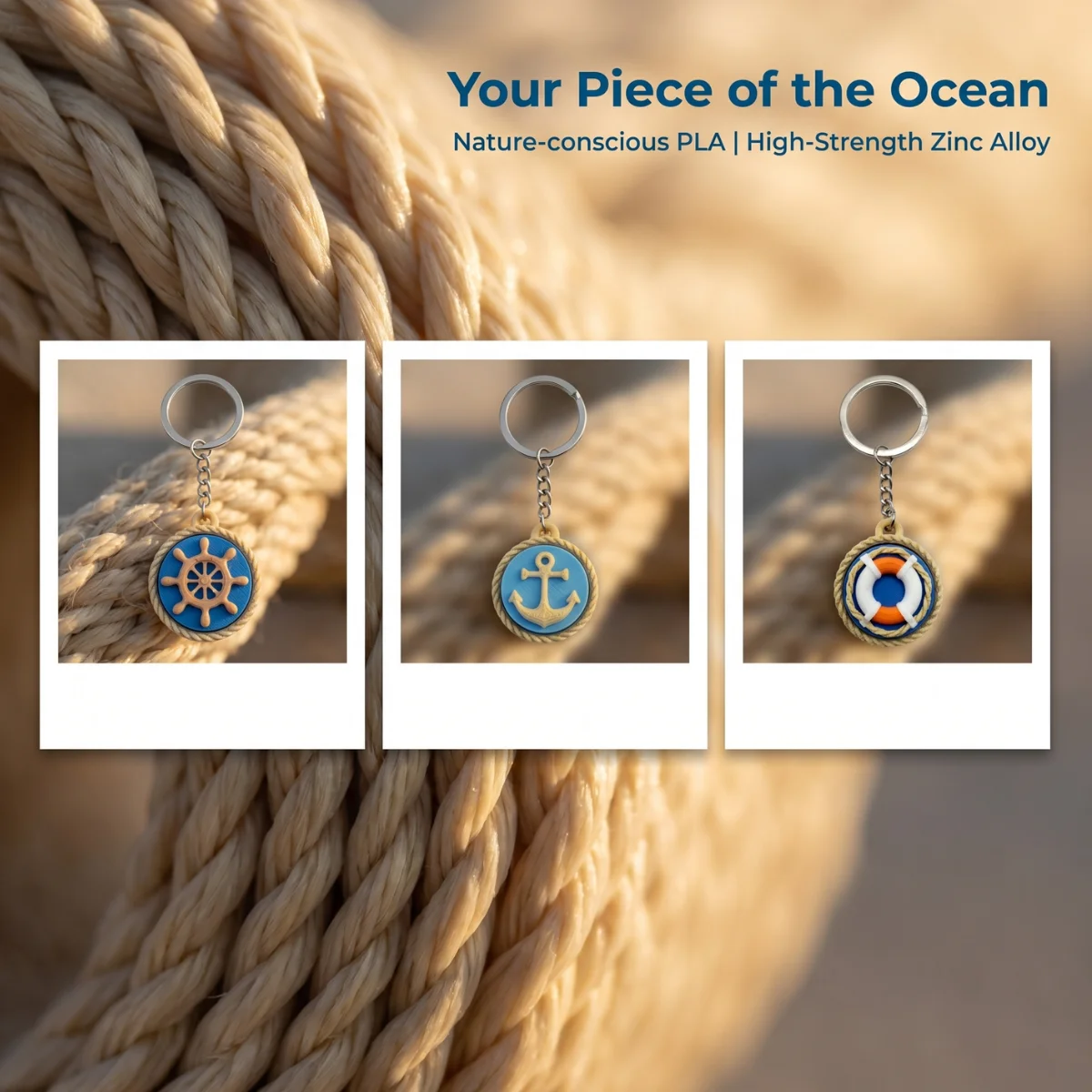 1Pc 3.2cm Nautical Fidget Keychain, 3D Printed PLA Anchor/Wheel Charm, Stress Relief EDC Accessory for Keys & Bags
