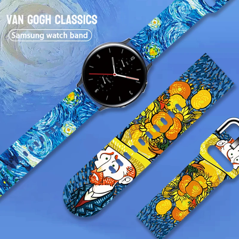 20mm 22mm Van Gogh Printed Strap for Samsung Galaxy Watch 6/5/4 40mm 44mm 4Classice 42mm 46mm Sport Band Replaceable Bracelet