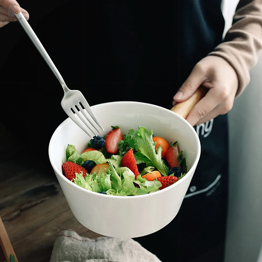 

1pc Ceramic Bowl Simple Design Smooth Edges Safe Healthy Non-Toxic Soup Noodle Rice Food Container Dishware Kitchen Barware