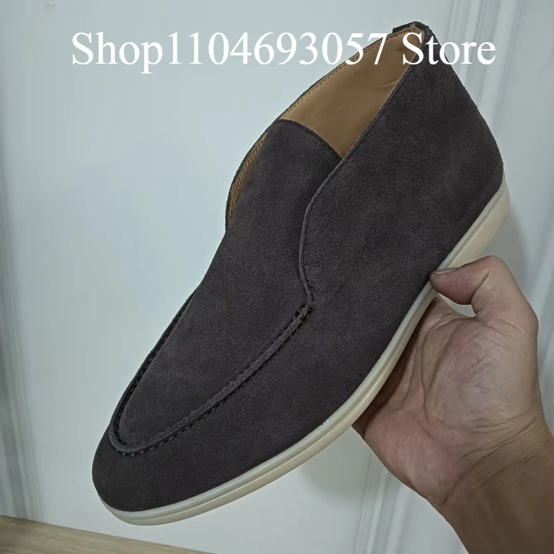 للجنسين عالية أنبوب المتسكعون أحذية رجالية عادية جميع الجلود الحقيقية المشي أحذية نسائية حذاء الكاحل جلد البقر المدبوغ #3