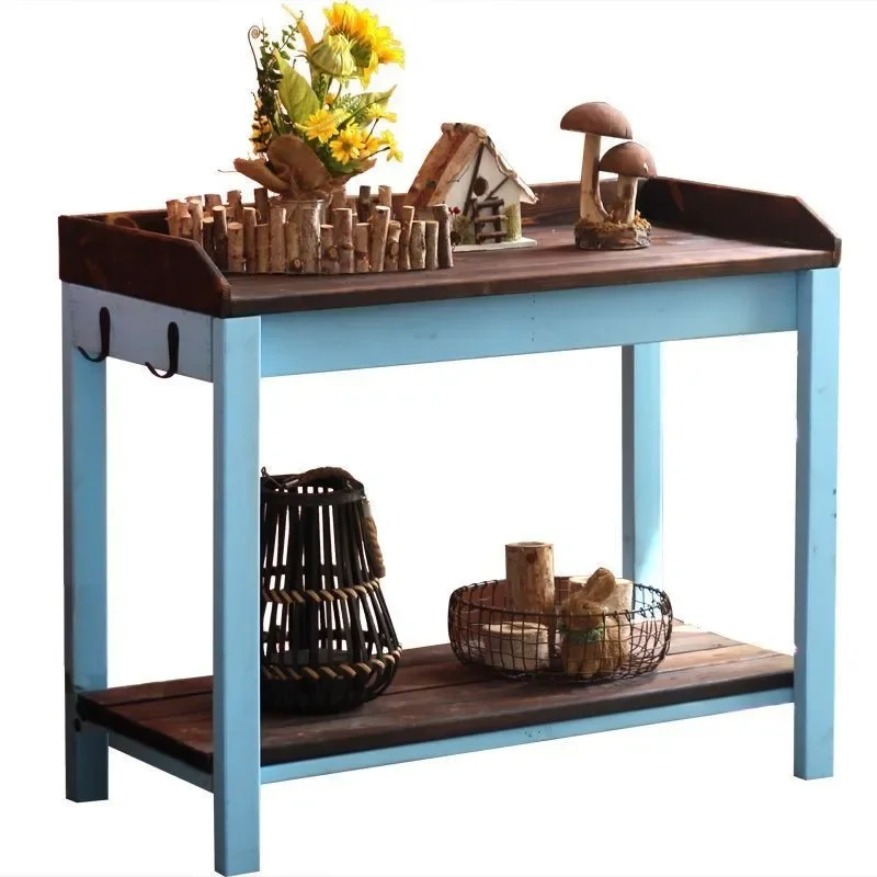 

Balcony Garden Solid Wood Table Patio Operator Preservative Wood Outdoor Decoration Grocery Shelf