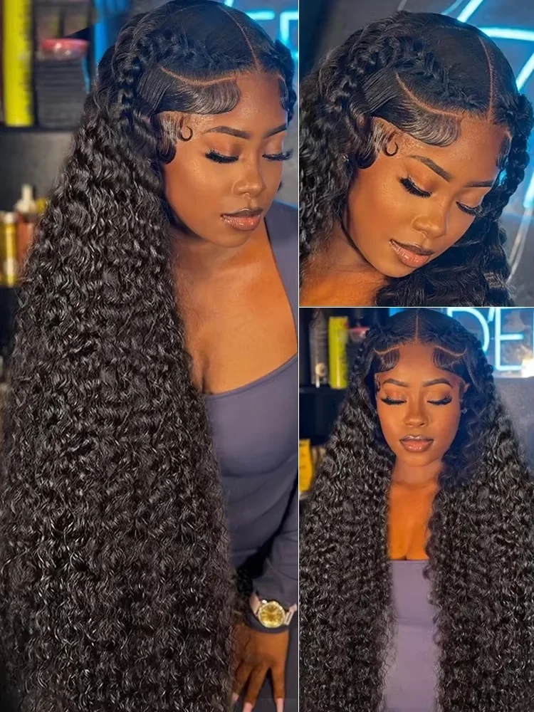 Luvkiss 180 Density 30 40 Inch Curly 13X4 HD Lace Front Human Hair Wig Brazilian Water Deep Wave 13x6 Lace Frontal Wig For Women image 6