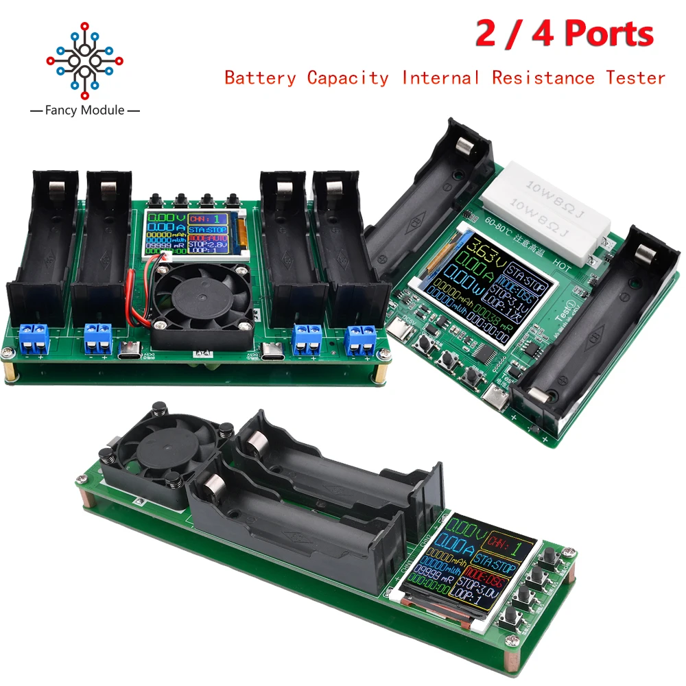 Lithium Batterij Capaciteit 2/4 Kanaal Tester Type-C Automatische Interne Weerstand Mah Mwh Digitale Batterij Power Detector Module