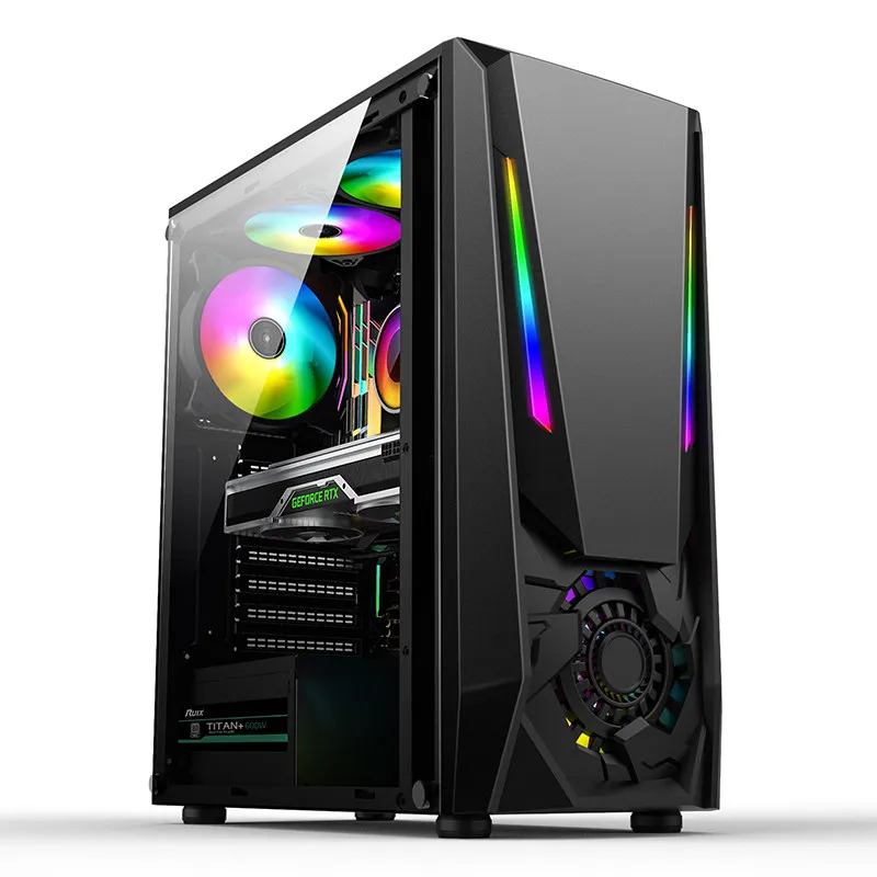 ATX Gaming Desktop PC Case Full Transparent Side Panel RGB Support Water Cooling For DIY Assemblyv
