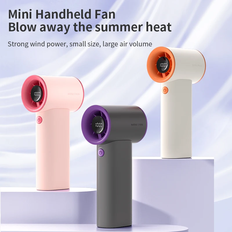 Summer Mini Portable Handheld Cold Fan 3600mAh Rechargeable Digital Display Fan Cooler for Outdoor Camping Travel Home Office