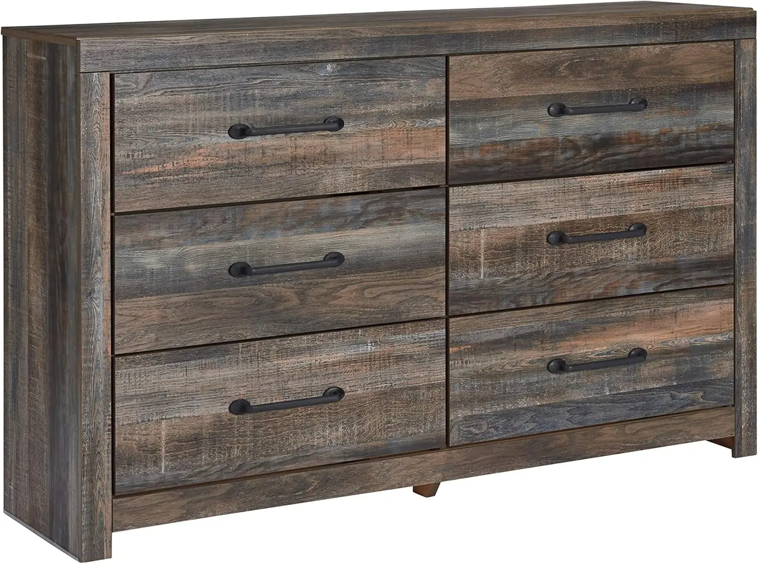 Rustic Industrial 6 Drawer Dresser, Weatherworn Brown