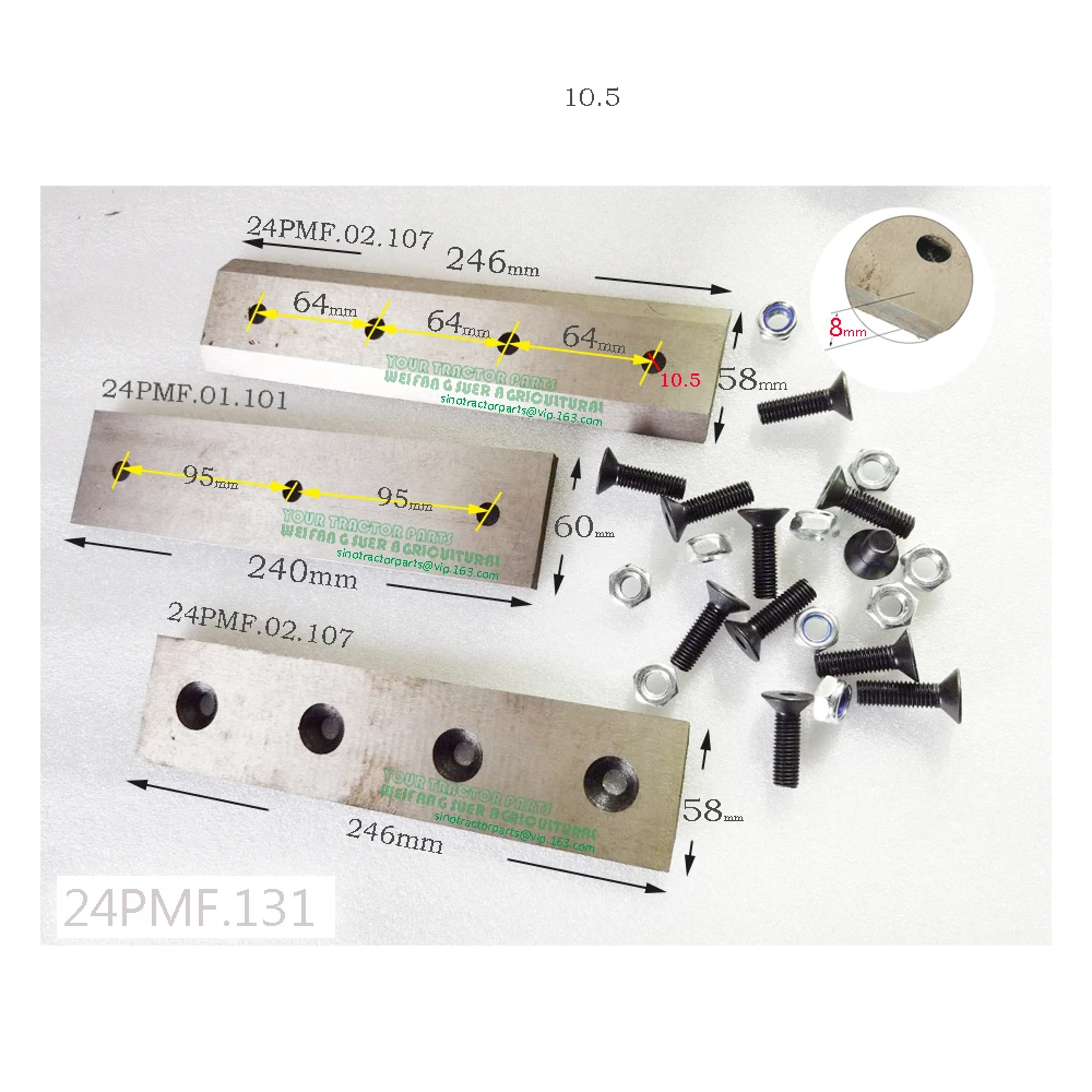 24PMF.02.107 Chipper Blade with Blade Anvil 24PMF.01.101 for Jinma WC-6 WC-8 / 24PMF.131 Wood Chipper or Hanmey, DF Town Sunny