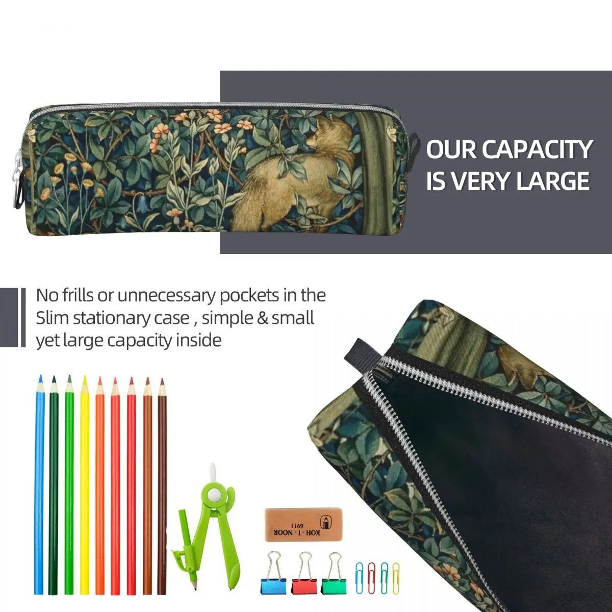 Fagiano e volpe William Morris astuccio portapenne classico astuccio portapenne ragazze ragazzi grande stoccaggio materiale scolastico Pencilcases