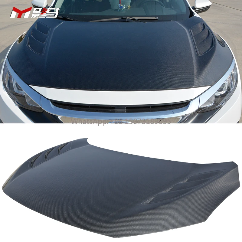 

For Honda 10th Gen for Civic 2017-2020 Front Bonnet Engine Hood Style a Carbon Fiber Auto Body System New Condition