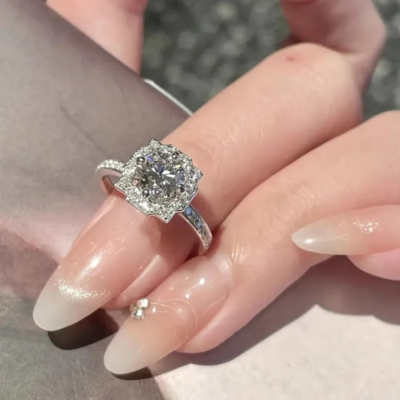 Round D Color CVD Lab Grown Diamond Rings for Women 14K gold Ring Wedding Bride Jewelry fashion jewelry wholesale ﻿