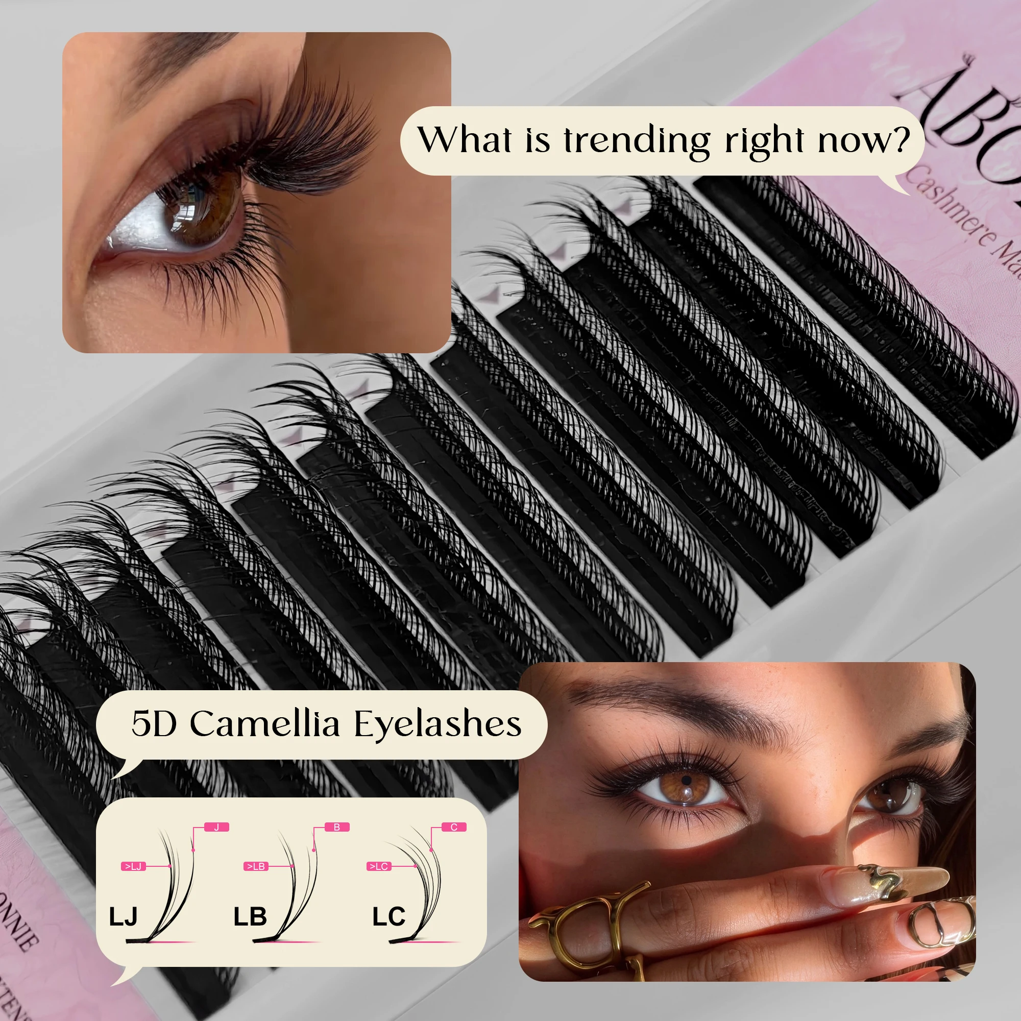 ABONNIE Arabian Effect 5D Multi Layer Lashes Camellia Lash Extensions LJ/LB/LC Fluffy Double-Layer Individual Eyelash Extension