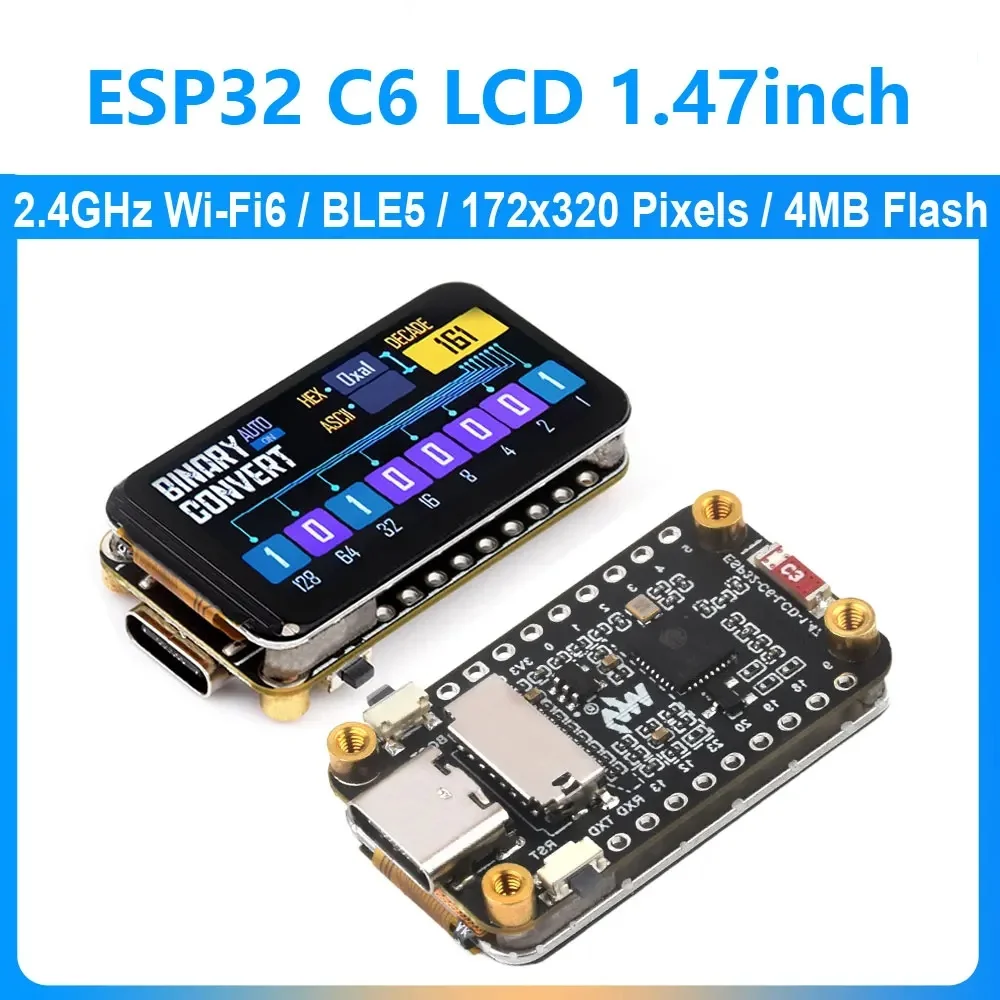ESP32 C6 Development Board 262K Color ST7789 1.47 inch LCD Display Screen For Arduino WiFi6/BT/LVGL/HMI Onborad SD-Port/RGB-LED