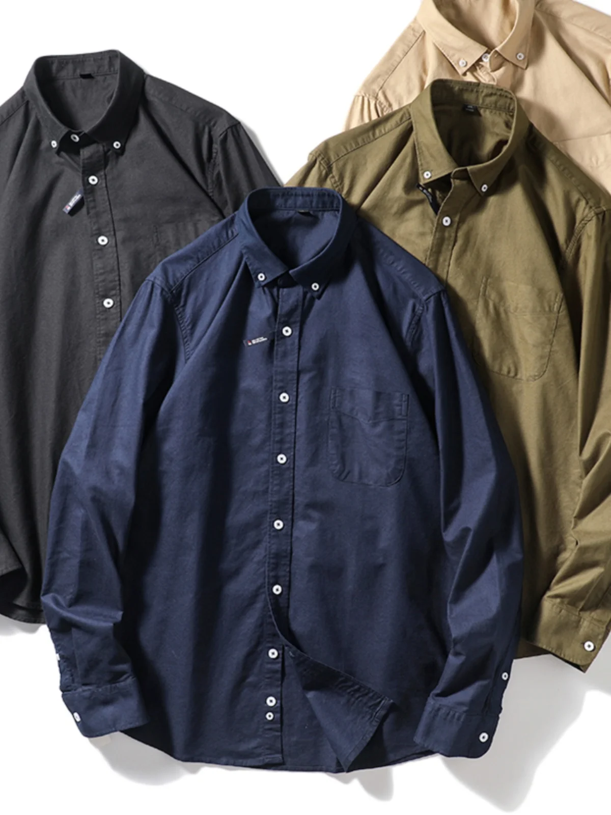 

Waed Pure Cotton Long Sve Ox Cloth irt Casual Collar Men's Faion Urban Sle Stand Fit Youth Autumn Workwear