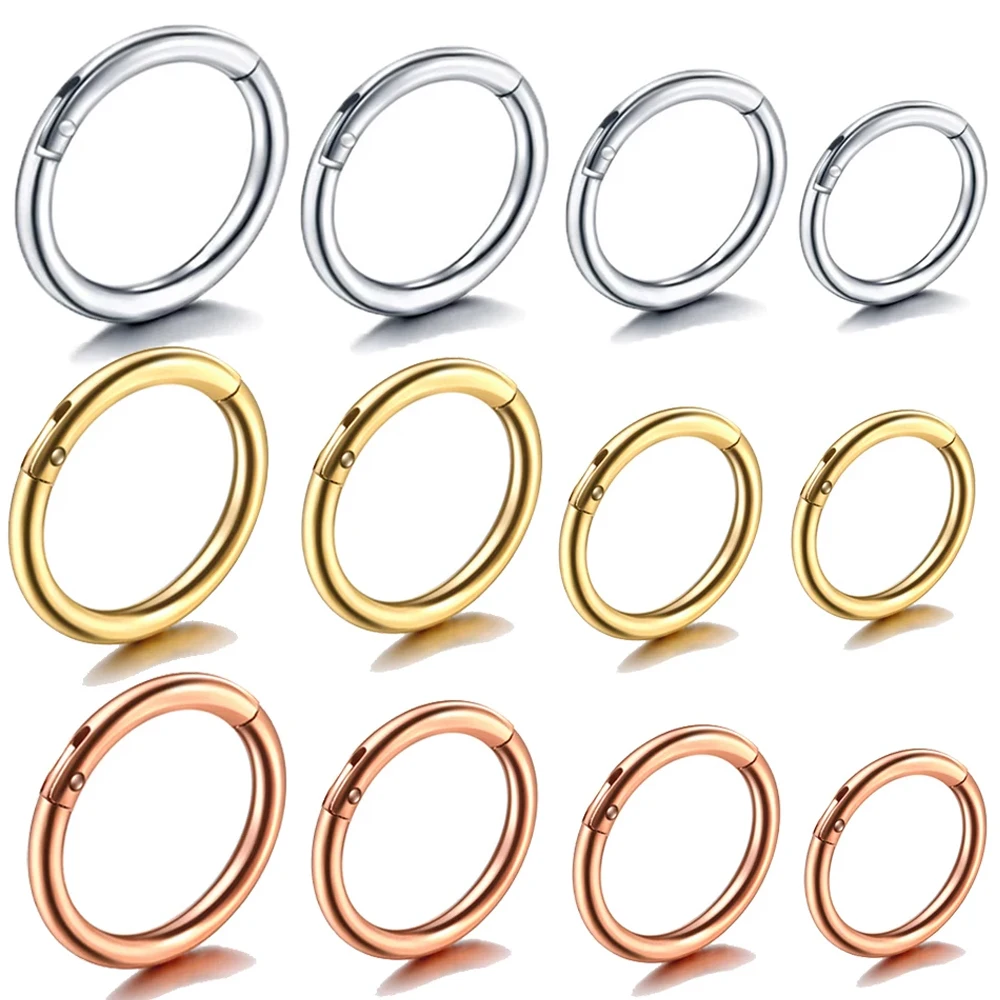 

10Pcs ASTM F136 Titanium Hinged Hoop Nose Rings 20G 18G 16G Septum Ring Body Piercing Jewelry Helix Cartilage Rook Earring