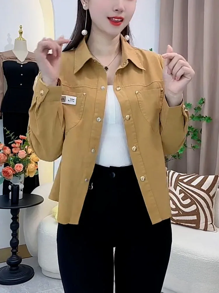 Alla moda in puro cotone irt Jaet Donna 2026 Primavera Autunno Nuovo Sle Premium Feel Taglia piccola Top Trend Pendolarismo Sle Allentato...