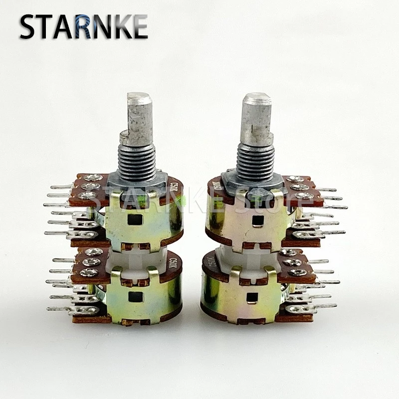 1PCS 16 Type C50K 4 Link C50K*4 Amplifier 4 Channel Volume Adjustment Potentiometer With 40 Points Step 12-Pin Shaft Length 15mm