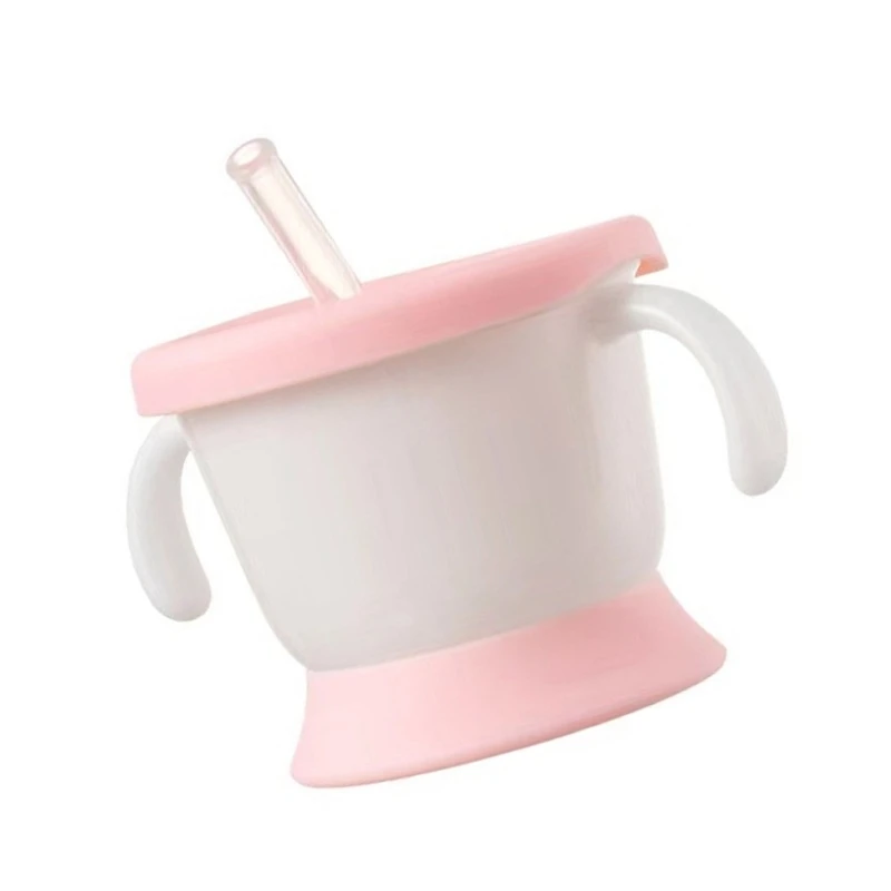 Silicone Cup Baby Straw Cup Kid Cups Spoutless Cup with 2 Handles Leak Proof Training Cup Drinking Cup