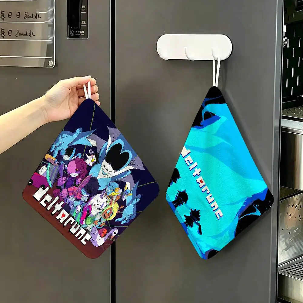 Indie game D-Deltarune Reusable Hanging Kitchen Towel, Polyester Cotton Soft Fabric for Office Home Daily Life
