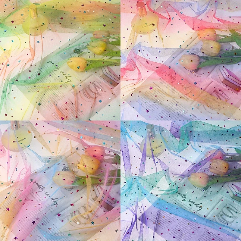 

Сетчатая ткань с блестками, градиентная детская одежда для платья, пышная юбка, оптовая продажа, ткань по метрам для шитья, материал «сделай сам»