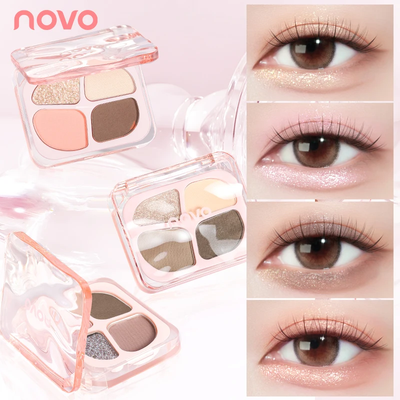 4색 아이 하이라이터/언더 아이 쉐이드 - 매트 아이백 메이크업, 쉬머 & 글리터 마감, 오래 지속, 방수, 번짐 없음