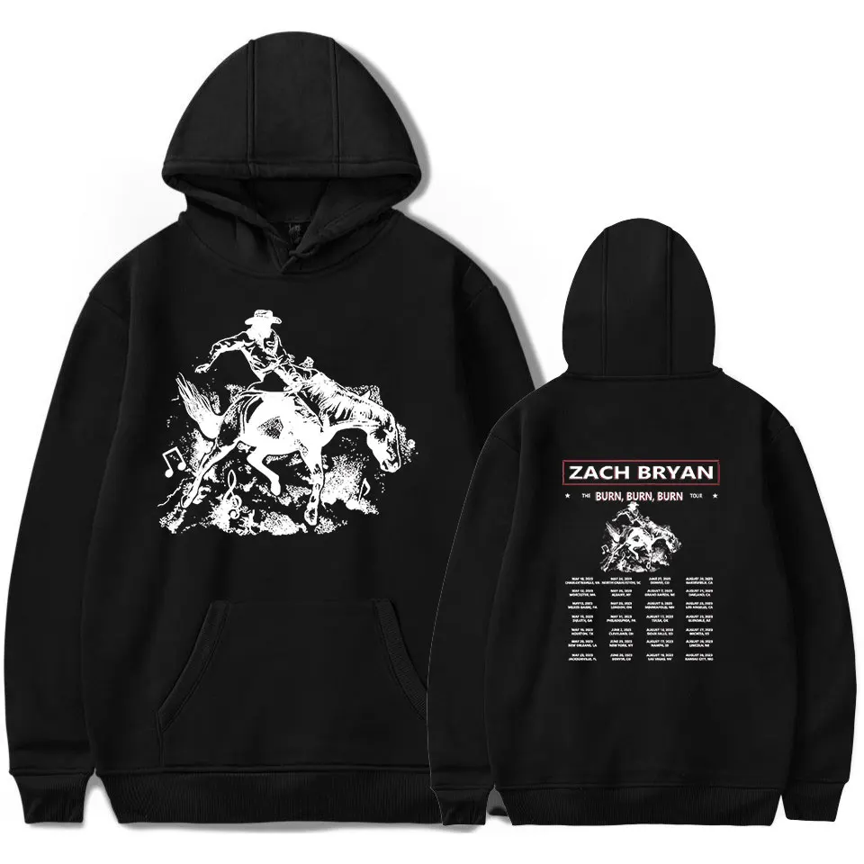 Zach Bryan-Burn Burn Tour Album Hoodies, pulôveres estampados estilo casual, moletom streetwear, cantor