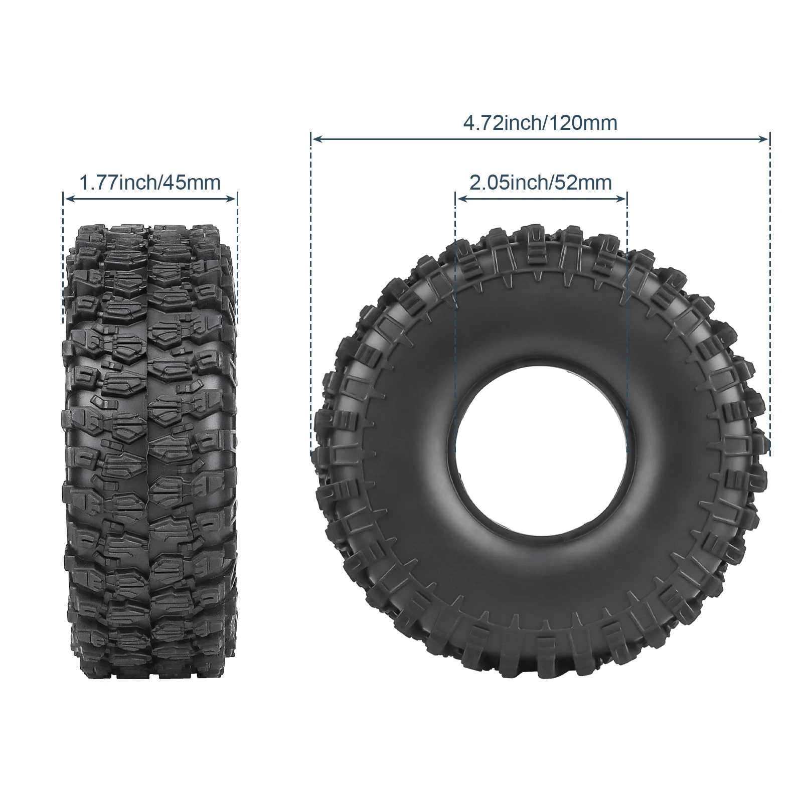 Hobbypark RC 1.9 Crawler Tires 4.7 Inch OD for Axial SCX10 II III Traxxas TRX4 Redcat Gen 8 Gen7 RC4WD RC Rock Climbing Tyres