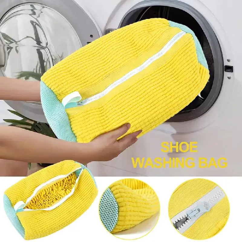 2PCS Reusable Washing Shoes Bag Protector Fluffy fibers Polyester Washing Shoes Machine Friendly Laundry Bag Drying Bags