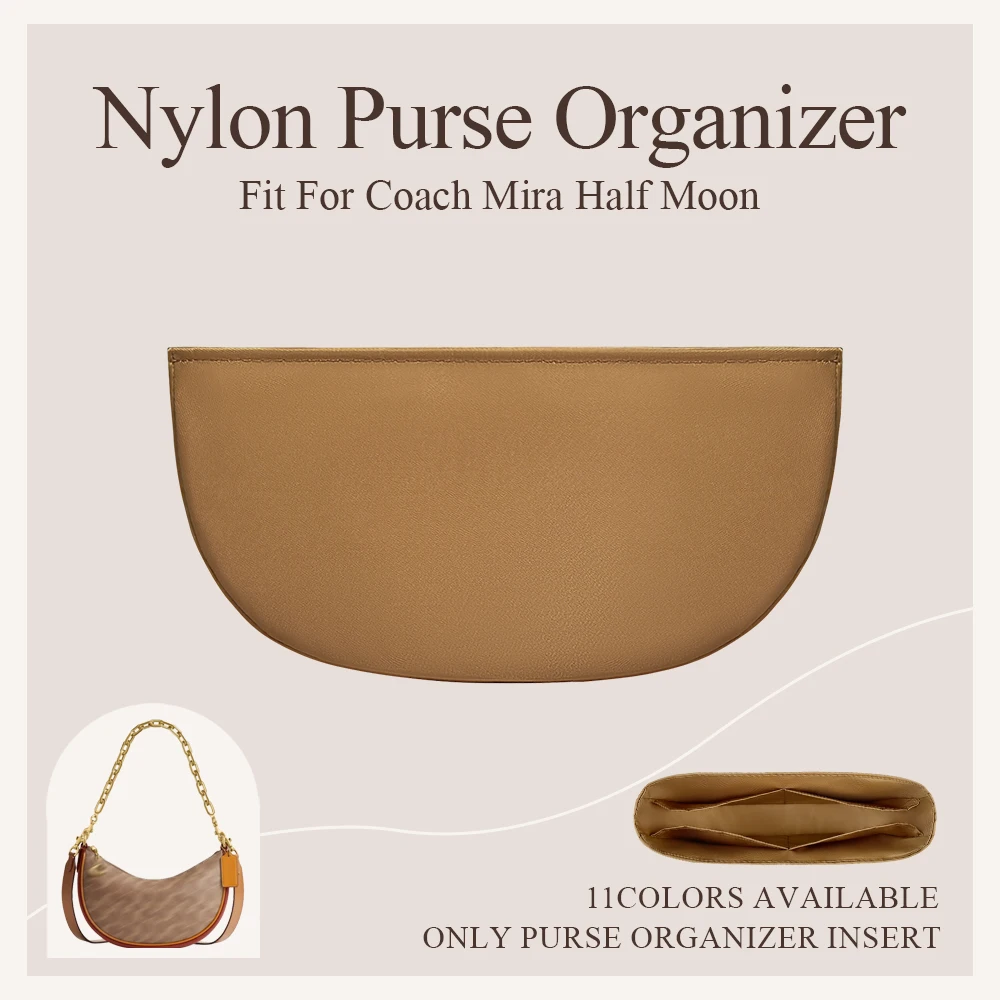 Nylon Purse Organizer Insert Fit for Coach Mira Half Moon Inner Liner Storage Bag In Bag Lightweight Makeup Inside Organizer Bag