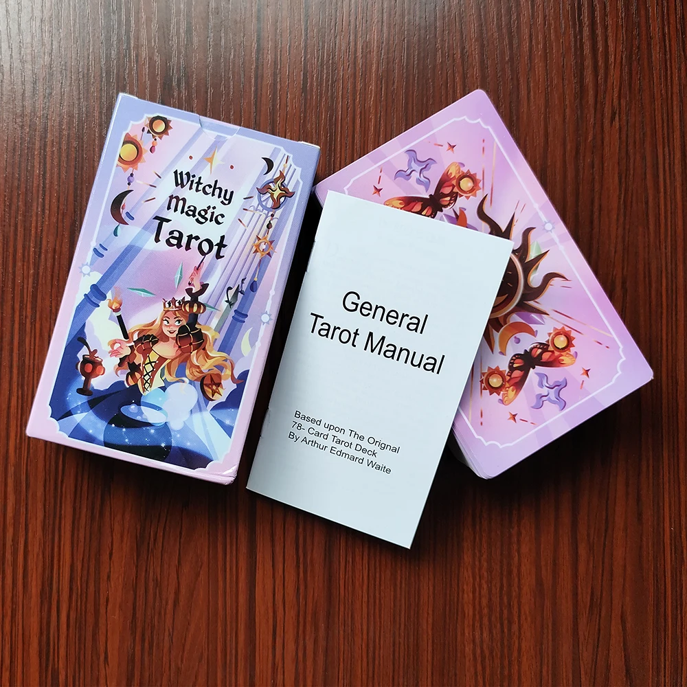 12x7cm An enchanting 78-cards Тarot Deck, designed with magical and charming witchy illustrations  with Guide Book