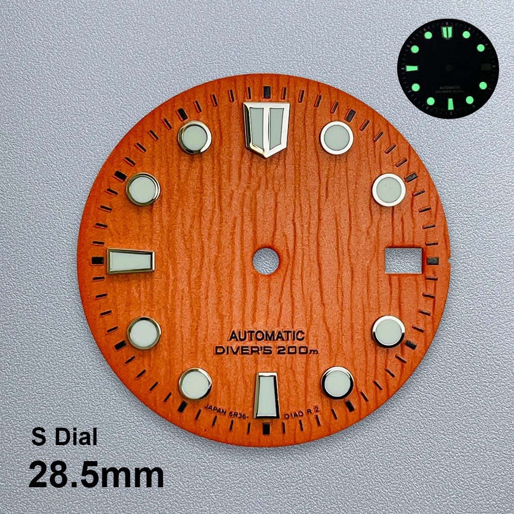 28.5mm S Logo Meteorite Dial Fit NH35/NH36 Automatic Movement C3 Green Luminous High-Quality Watch Modification Accessories