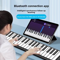 Hand-rolled piano, 88-key, dual Bluetooth electronic keyboard, adjustable, portable with built-in speaker, foldable