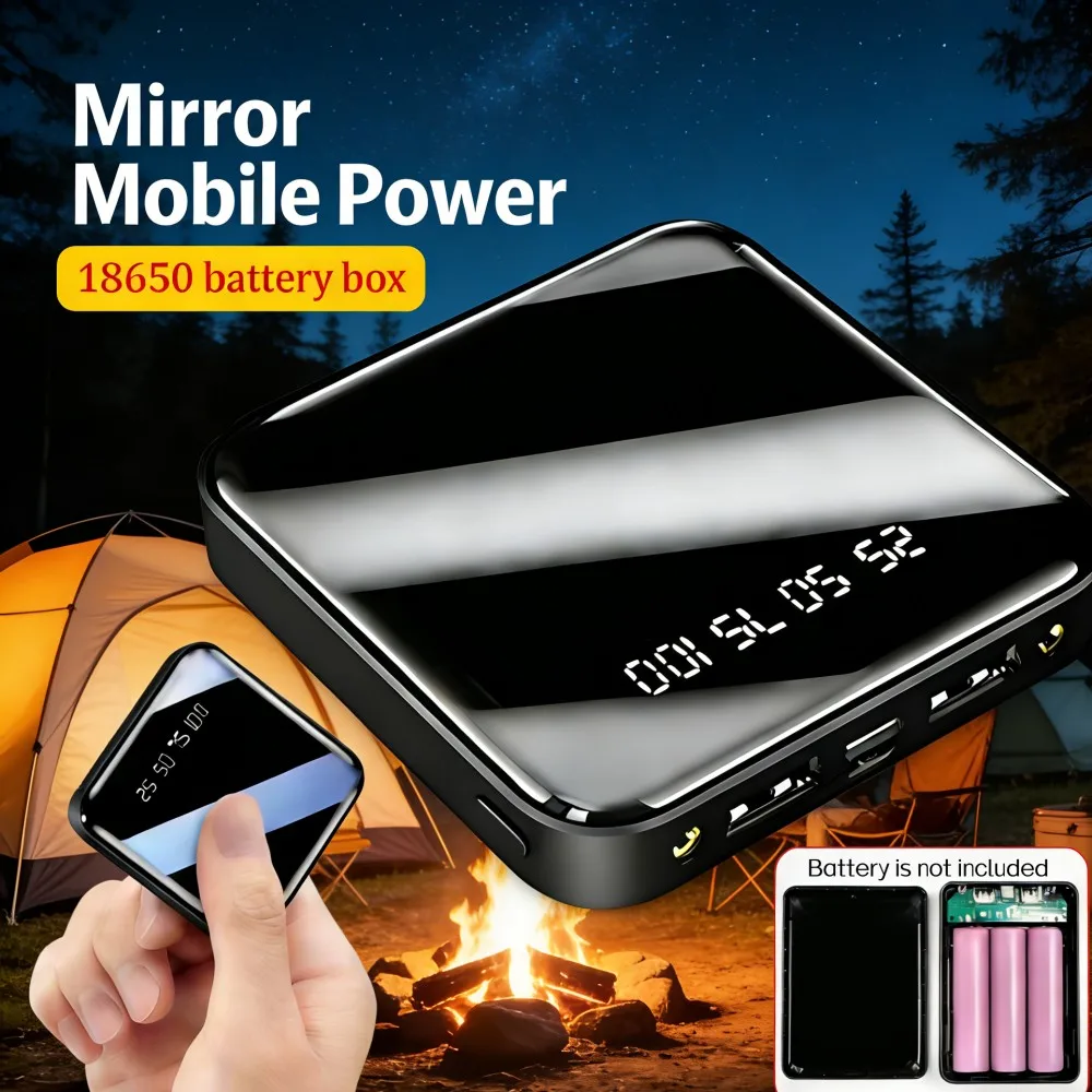 18650-Batteriegehäuse, DIY, kein Schweißen, mobiles Netzteil-Set, Typ C + Micro-Dual-USB-Schnellladung, Dual-LED-Taschenlampe
