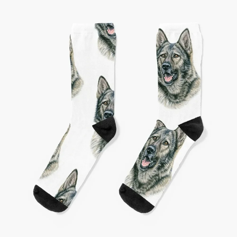 Grauer Sch?ferhund - Grey German Shepherd Dog Socks funny gift moving stockings halloween anime Male Socks Women's