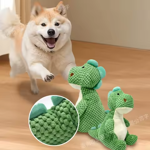 Dinosaur Dog Toys Squeaky Plush Puppy Chew Toys Pineapple Grid Durable Interactive Dog Toys For Small Medium Large Dogs Teething