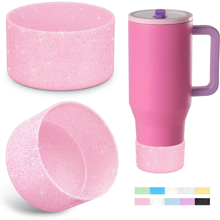 

2 шт., блестящие силиконовые ботинки для путешественников, 40 унций, противоскользящий защитный рукав для стакана из нержавеющей стали, нижняя крышка, базовый доступ