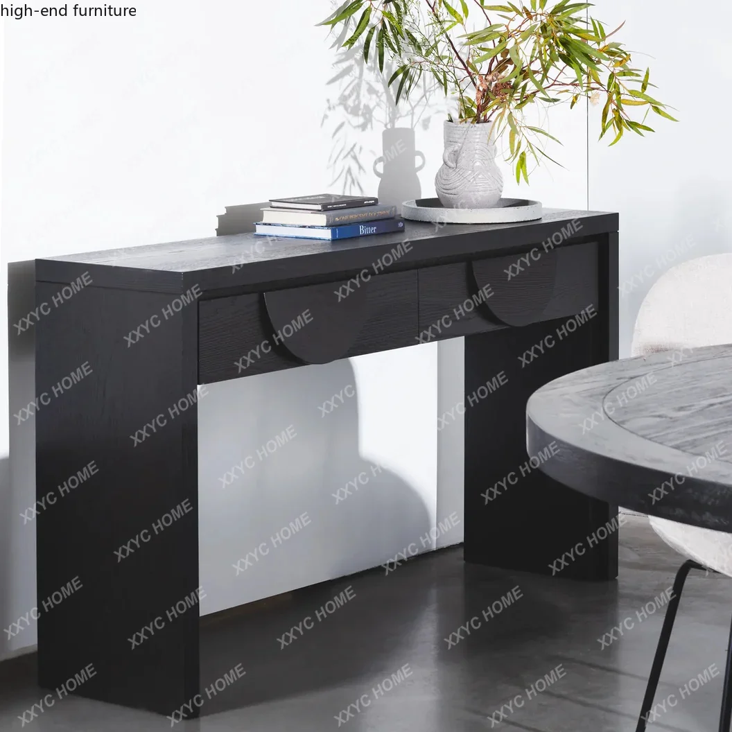 Modern simple solid wood entrance table Entrance hall Entrance table Household living room against the wall Strip sofa back