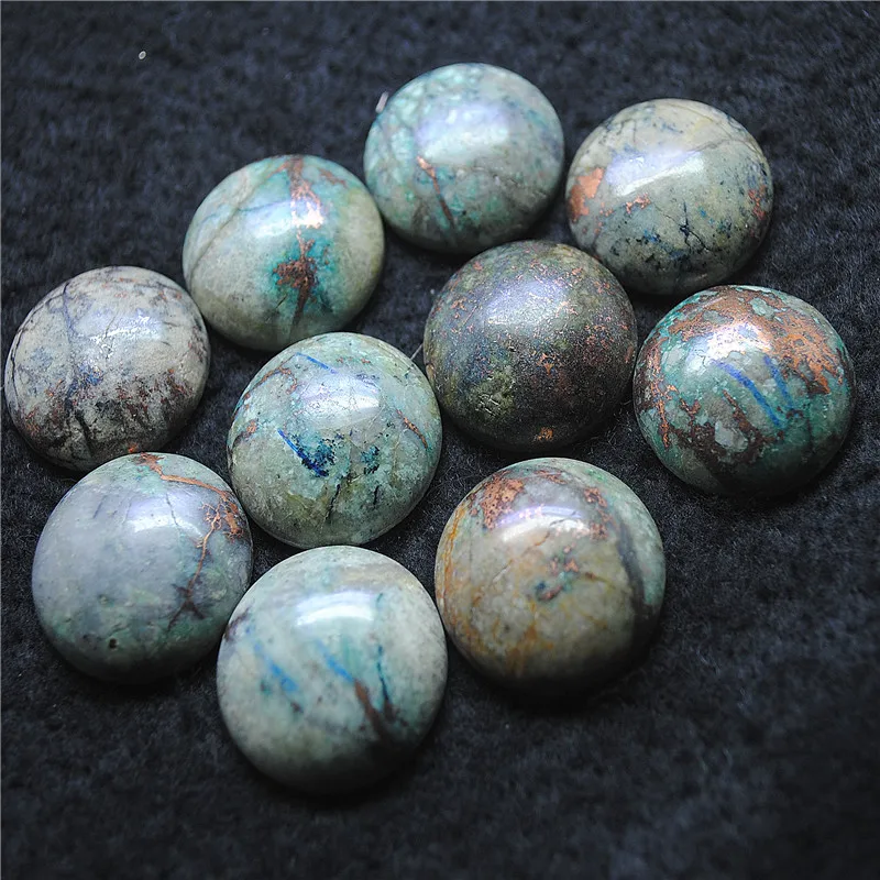 8PCS Natural Golden African Turquoise Cabochons With Golden Line 16MM 25MM 8MM Height Round Shape No Hole DIY Jewelry Accessory