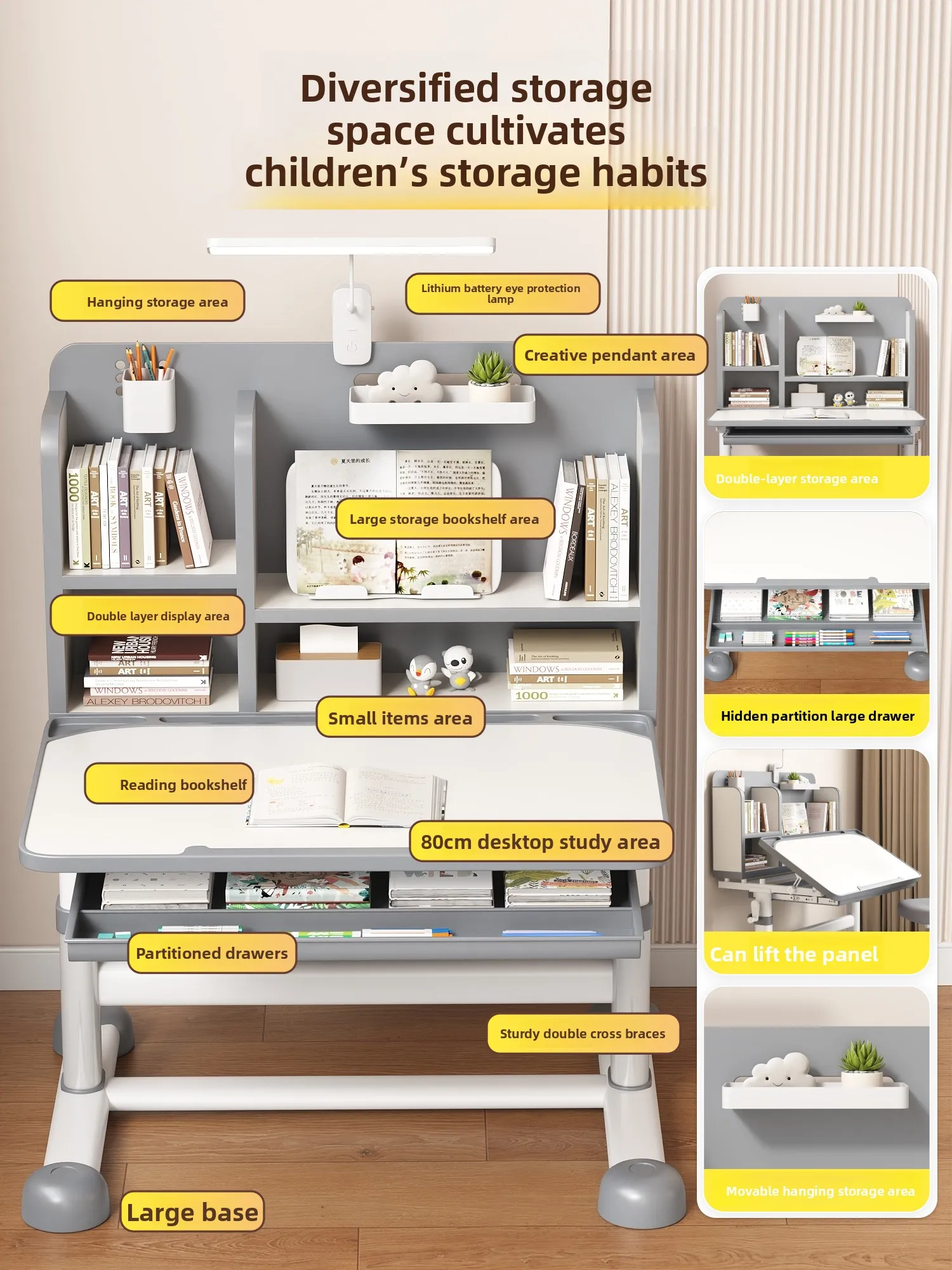Children's Study Table Primary School Students Home Desk Special Writing Table Liftable Chair Set