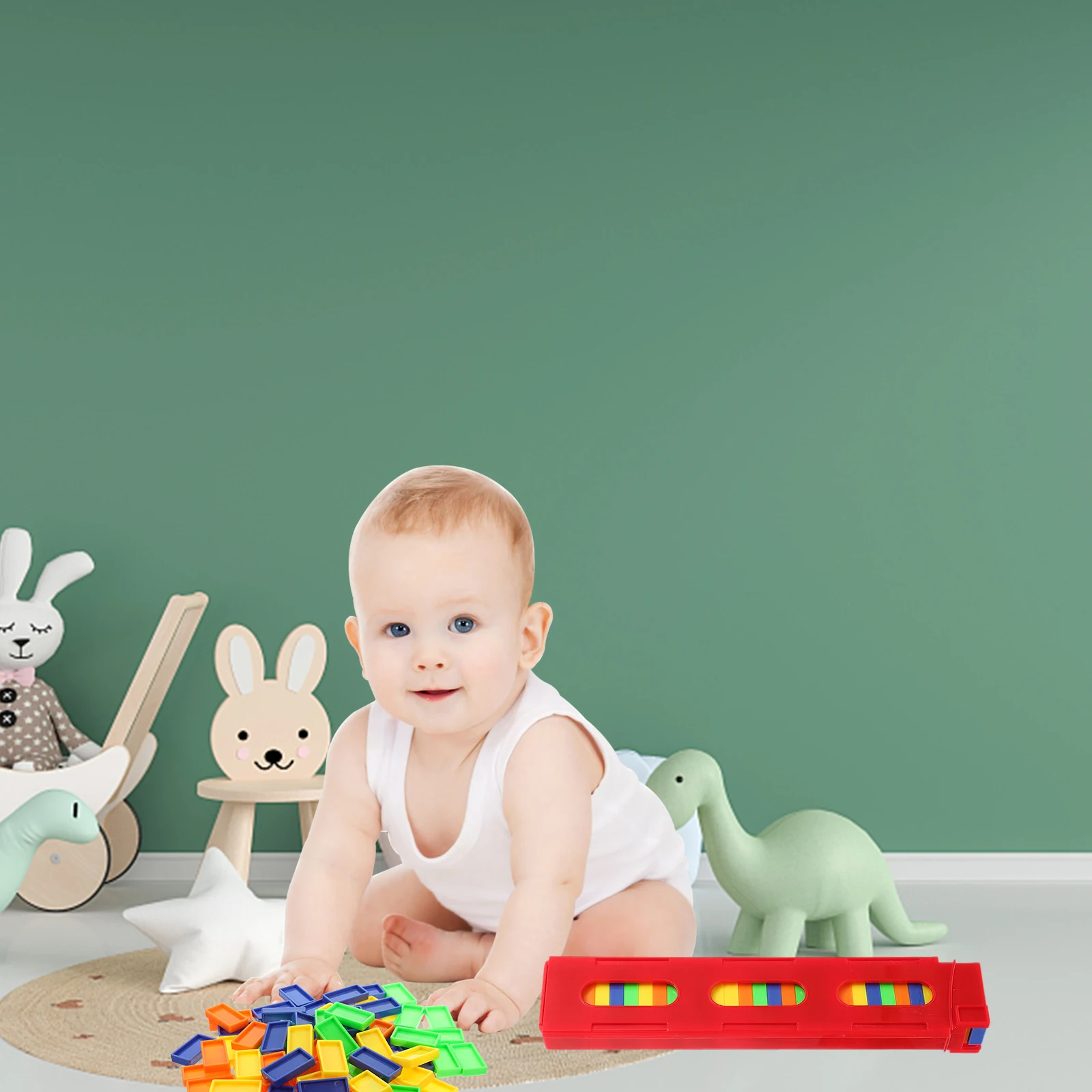 5 أكياس Domino Train Kids لعبة تعليمية مبكرة لون عشوائي مجموعة تعلم بلاستيكية لامعة للإبداع و #5